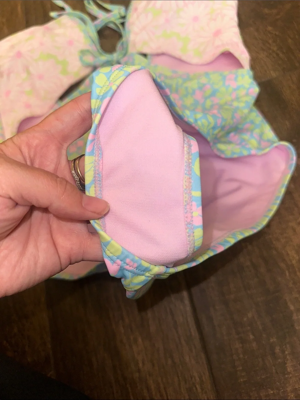 Ninety-Nine Floral Cutout One-Piece Swimsuit Pink Green XL - Picture 4 of 6
